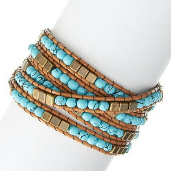 Turquoise Beaded Wrap Bracelet - Picture 1 of 8