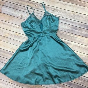 ASTR Mesh Metallic Shiny Flowy Mini Dress ASTR Mesh Metallic Shiny Flowy Mini Dress