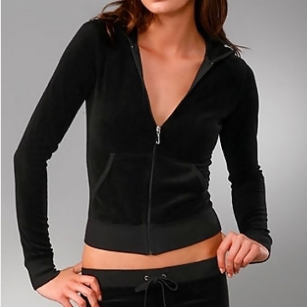 Classic black velour Juicy zipper hoodie