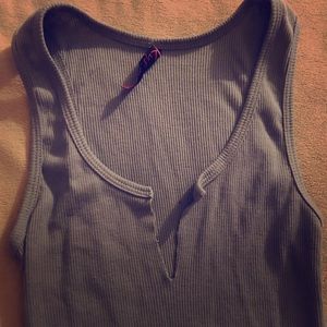 Shirred asymmetrical split tank top