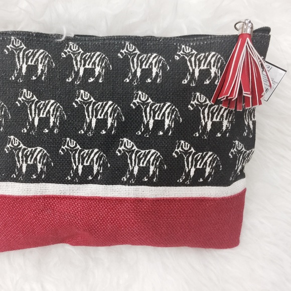 Black White & Red Zebra Print Jute Clutch - Picture 3 of 7