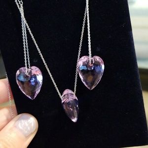 Swarovski Nectar Violet Pierced Earrings& Necklace