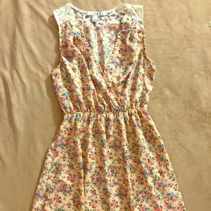 Lace top and collared floral dress/tunic