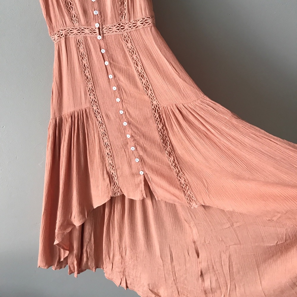 LAST 1 peach high low lace boho dress - Picture 2 of 6