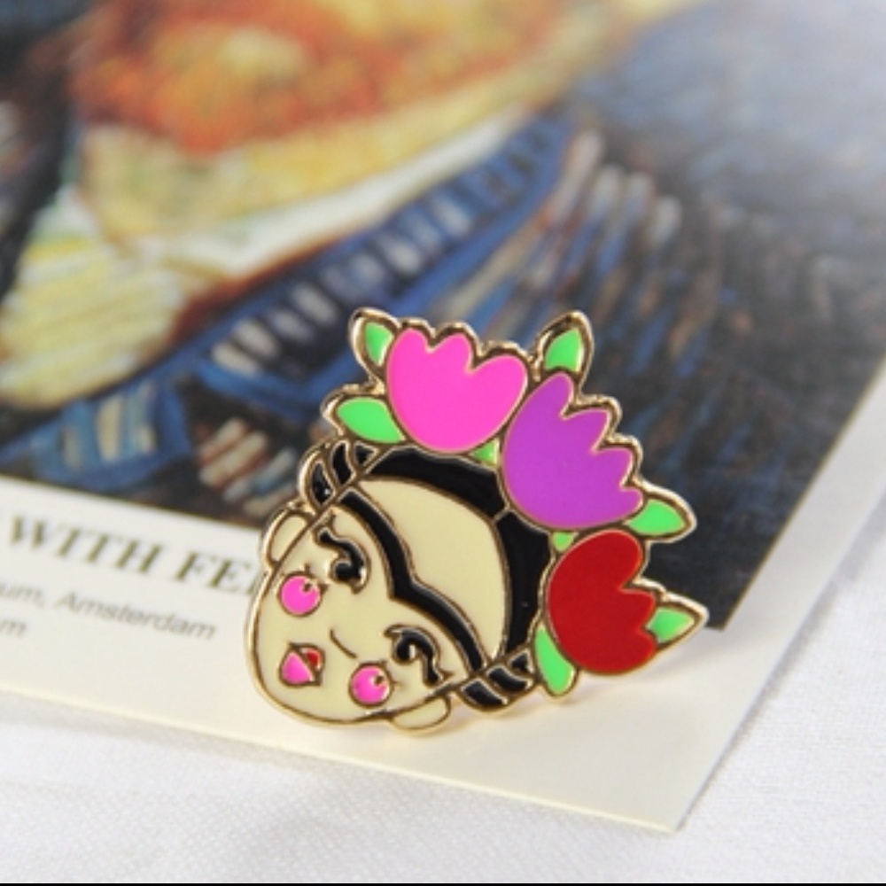 NEW Frida Kahlo Self Portrait Inspired Enamel Pins - Picture 6 of 8