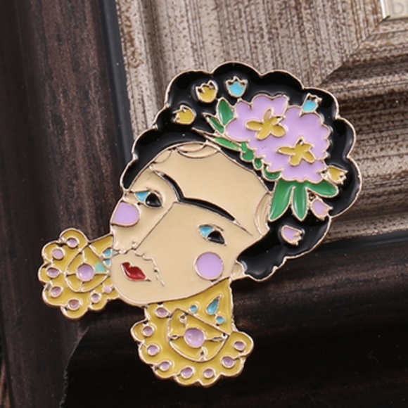 NEW Frida Kahlo Self Portrait Inspired Enamel Pins - Picture 2 of 8