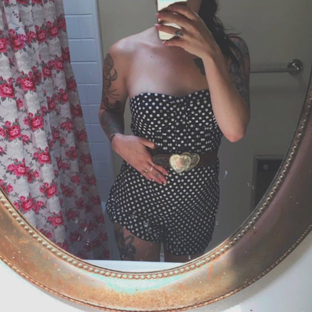 UO Pins and Needles Polka Dot Romper