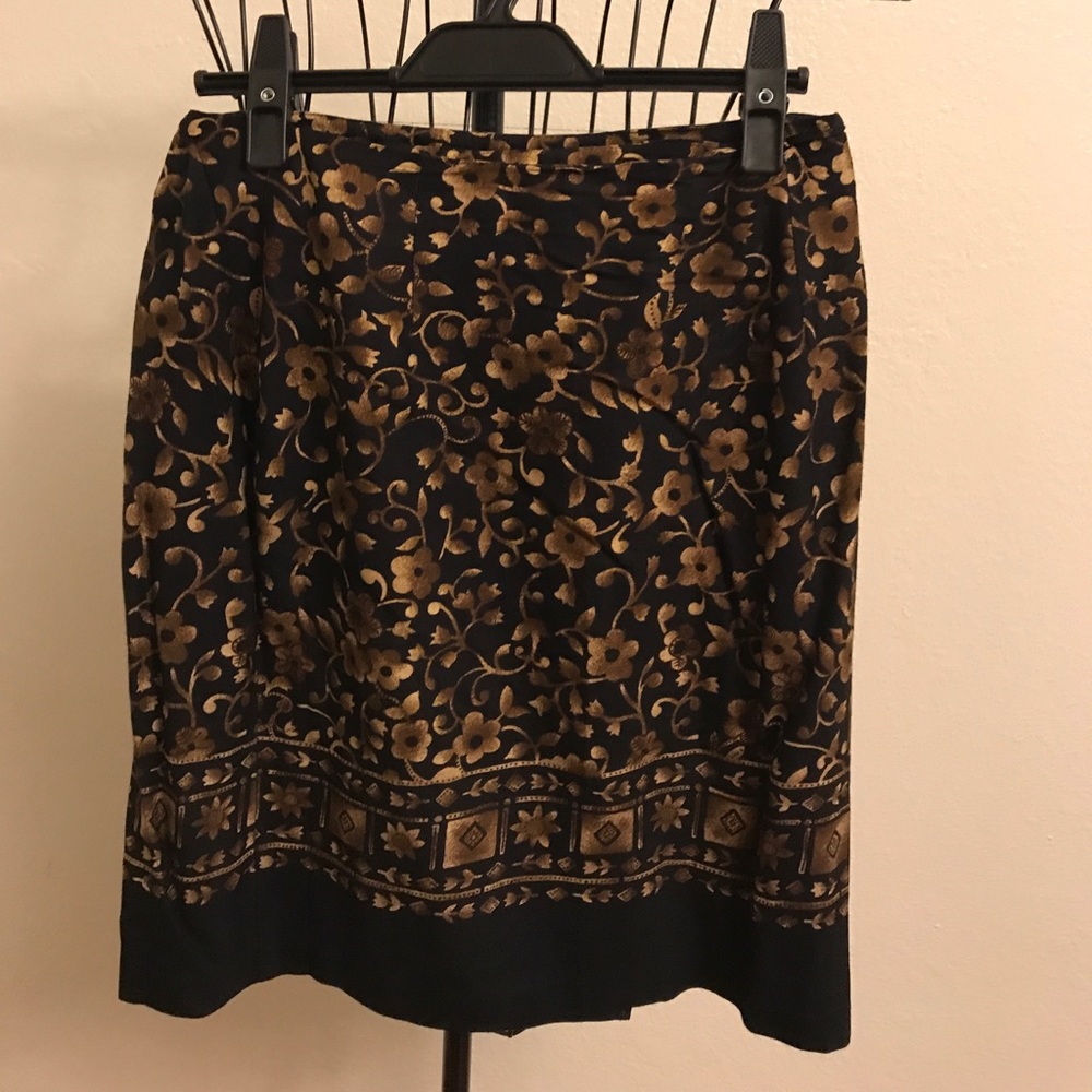 Black and gold floral mini skirt