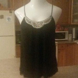 Candie's Black Embellished Neck Tank Top Large Candie's Black Embellished Neck Tank Top Large