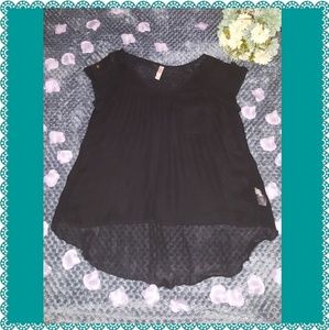 Xhilaration size Small sheer black high/low shirt. Xhilaration size Small sheer black high/low shirt.