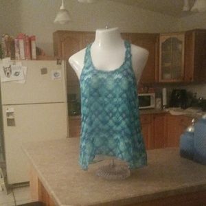 Aeropostale Teal Silk Racerback Tank Top Size L Aeropostale Teal Silk Racerback Tank Top Size L