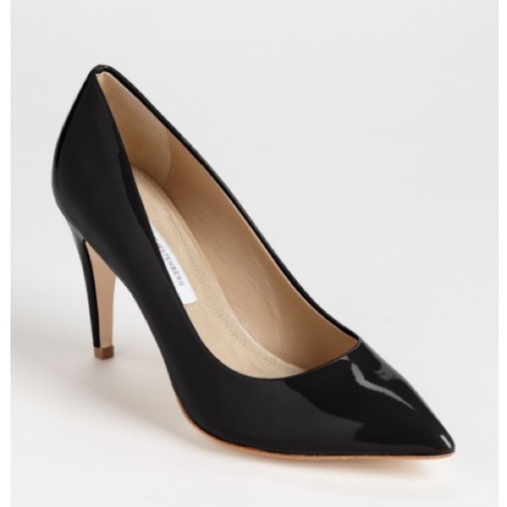 DVF Black Patent Leather Anette Heels Pumps 9