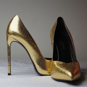 Saint Laurent YSL Metallic Gold High Heel Pointed
