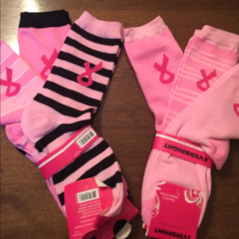 pink cancer awareness CREW socks-6 PAIRS $12