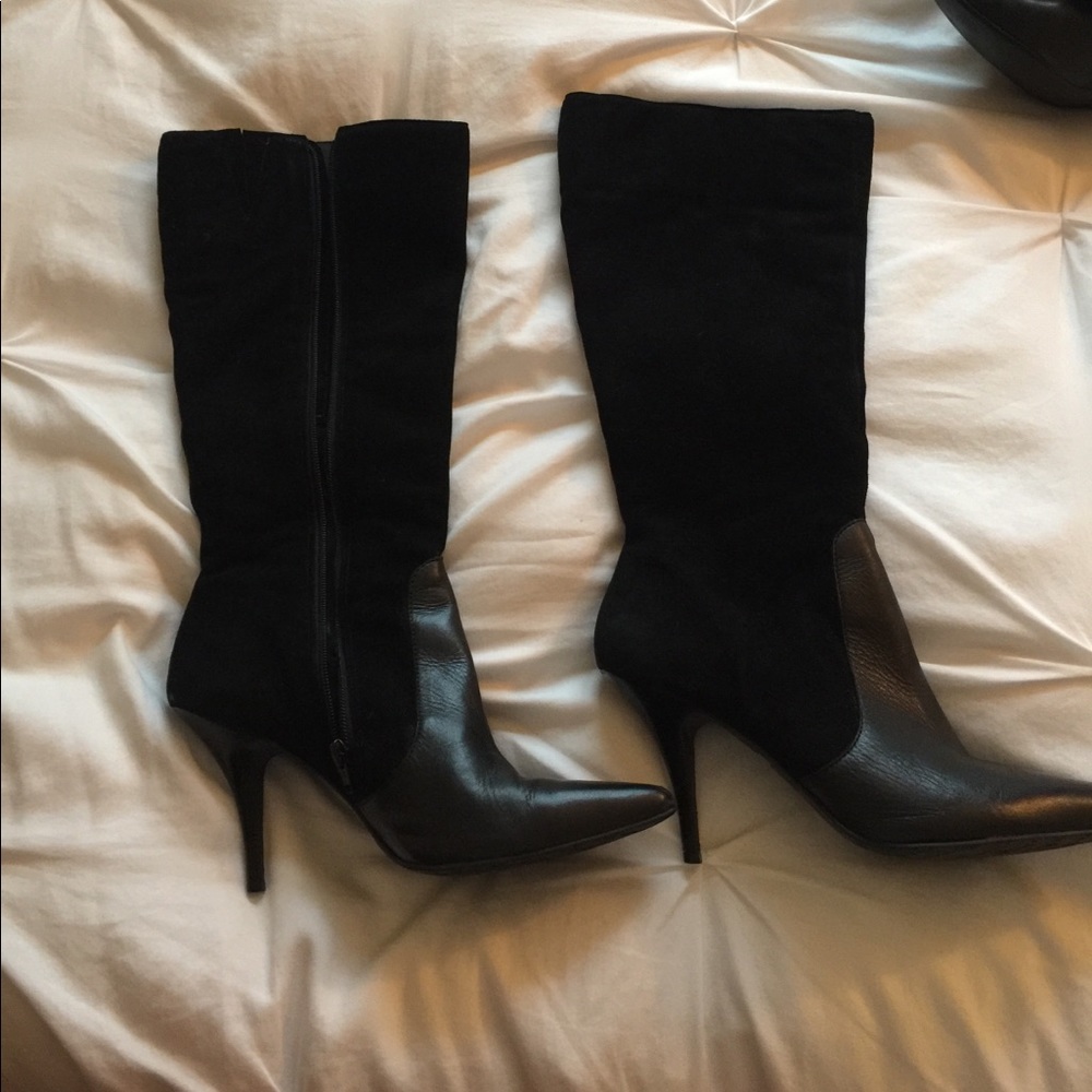 Sexy, dressy suede and leather black boots