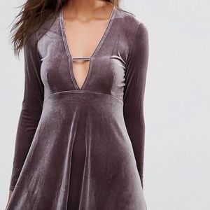 ASOS long sleeve velvet skater dress