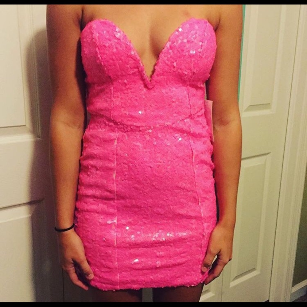 Tobi pink sequin homecoming formal party dress