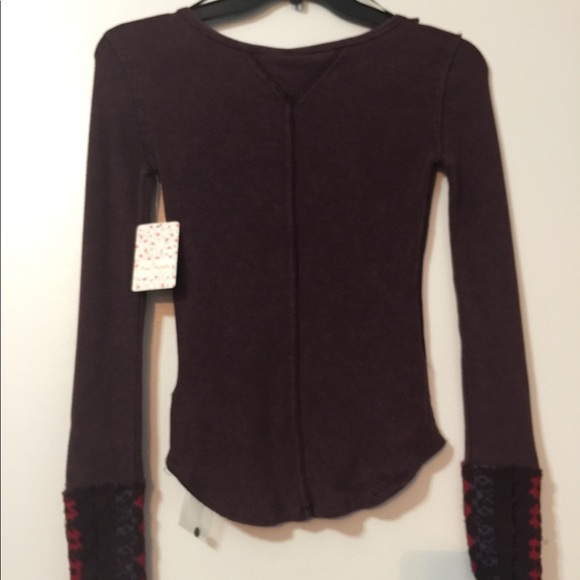 We the free dark purple thermal  art cuff top FP - Picture 4 of 4