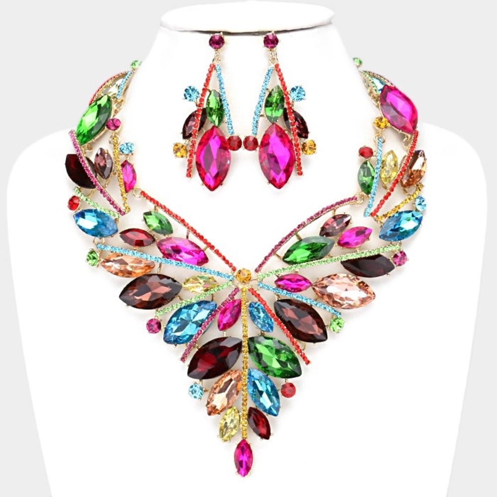 Crystal Marquise Petal Necklace Set