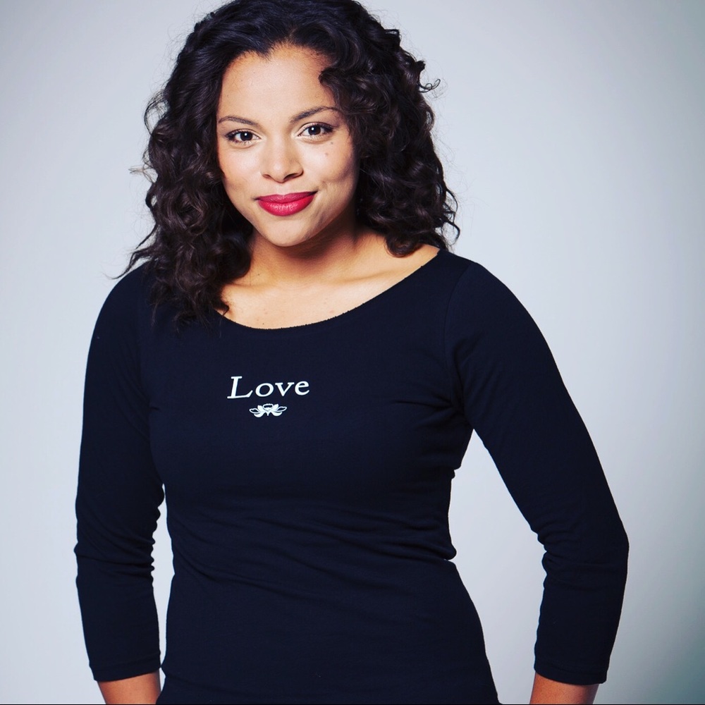 Positivity Designs boat neck t-shirt, Love design