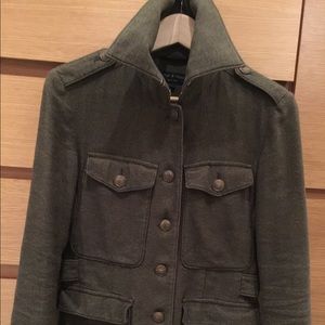 Olive green Rag & Bone pleated military jacket.