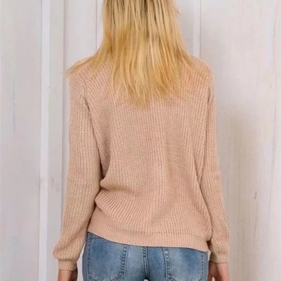 Trendy lace up knitted sweater beige 🌸new M L - Picture 3 of 6