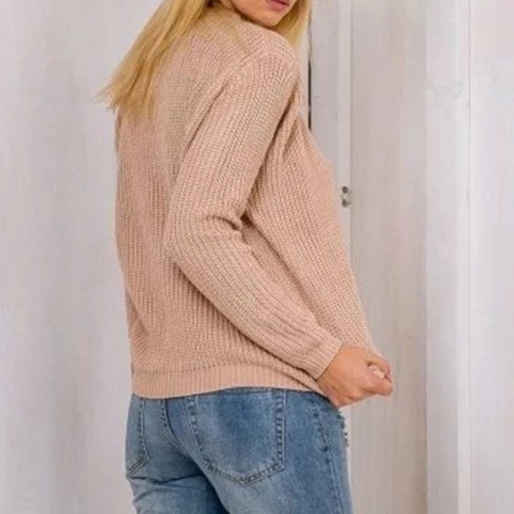 Trendy lace up knitted sweater beige 🌸new M L - Picture 4 of 6