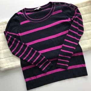 Ann Taylor LOFT Striped Button Detail Sweater Ann Taylor LOFT Striped Button Detail Sweater