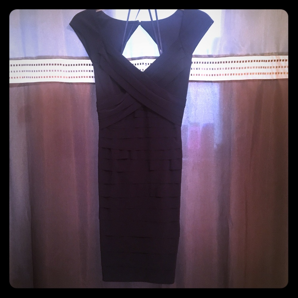 Navy blue formal dress.
