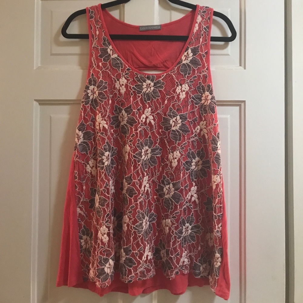 Loveappella Lace overlay tank top