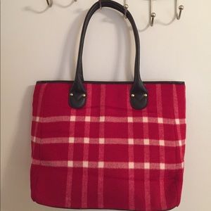 Talbots  Red and White Flannel Bag-NWOT