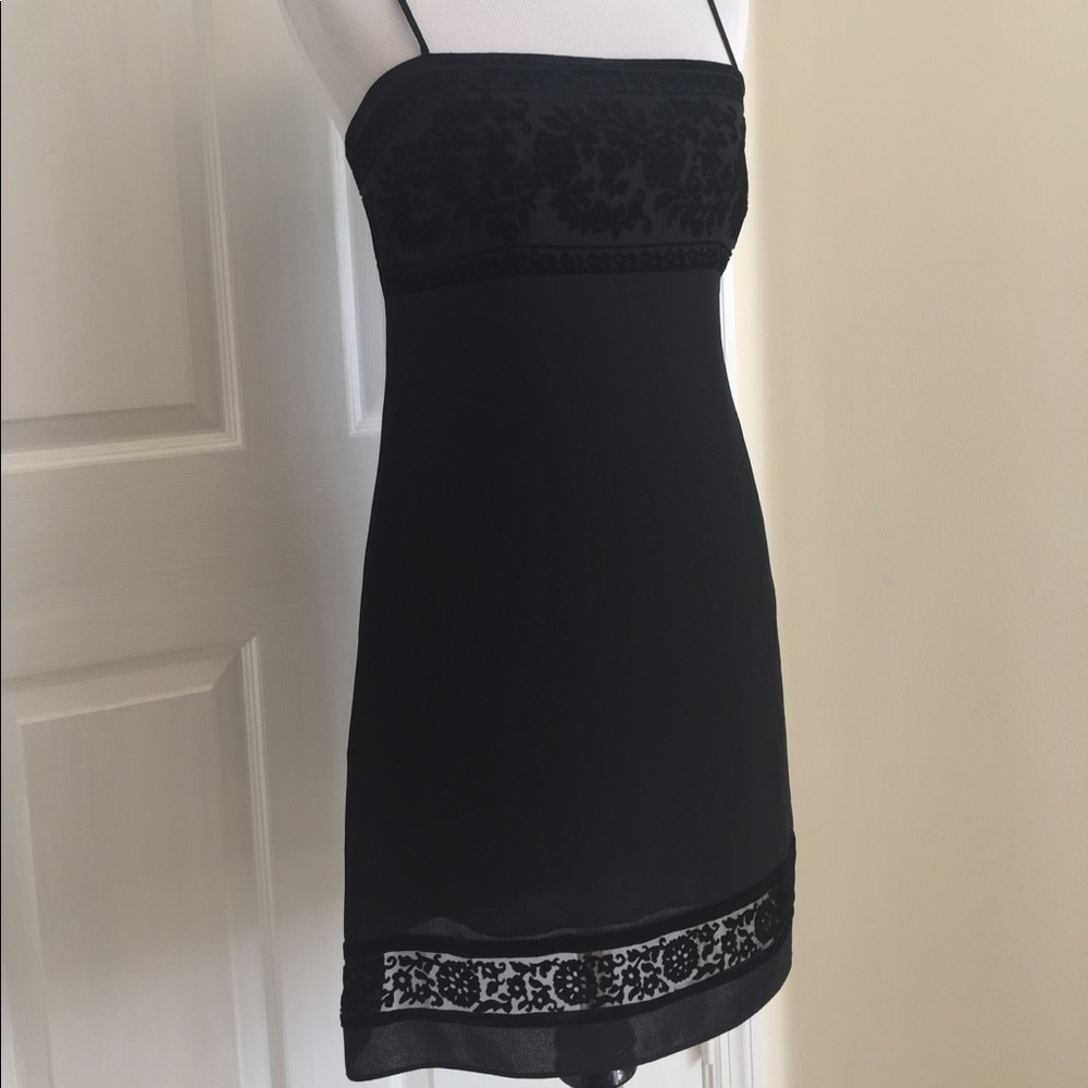 Laundry Velvet & Chiffon Black Dress