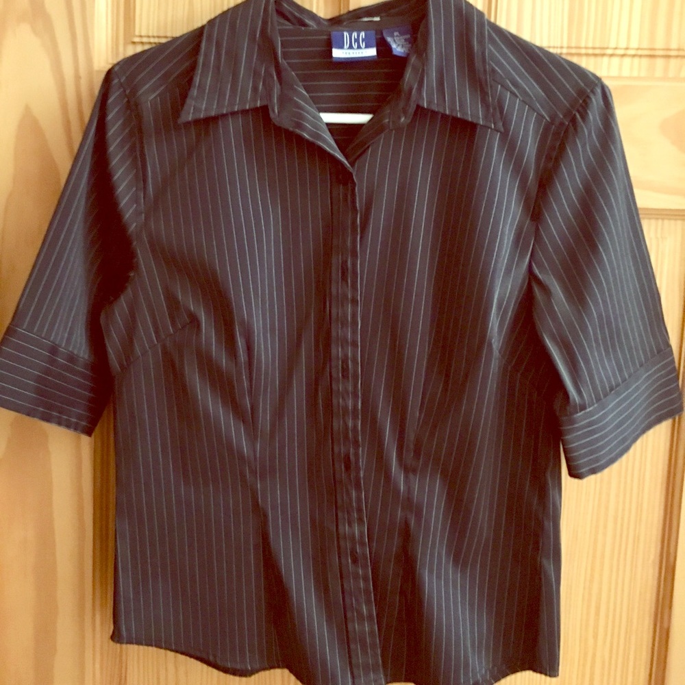 DCC Petite Black Pinstripe Button Down Size PL