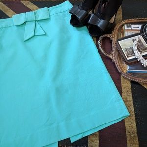 J Crew seafoam green pencil skirt with bow