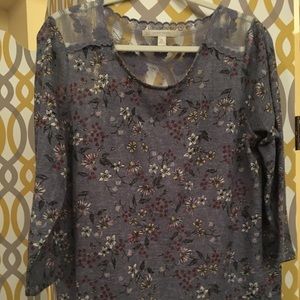 LC blue floral sweater