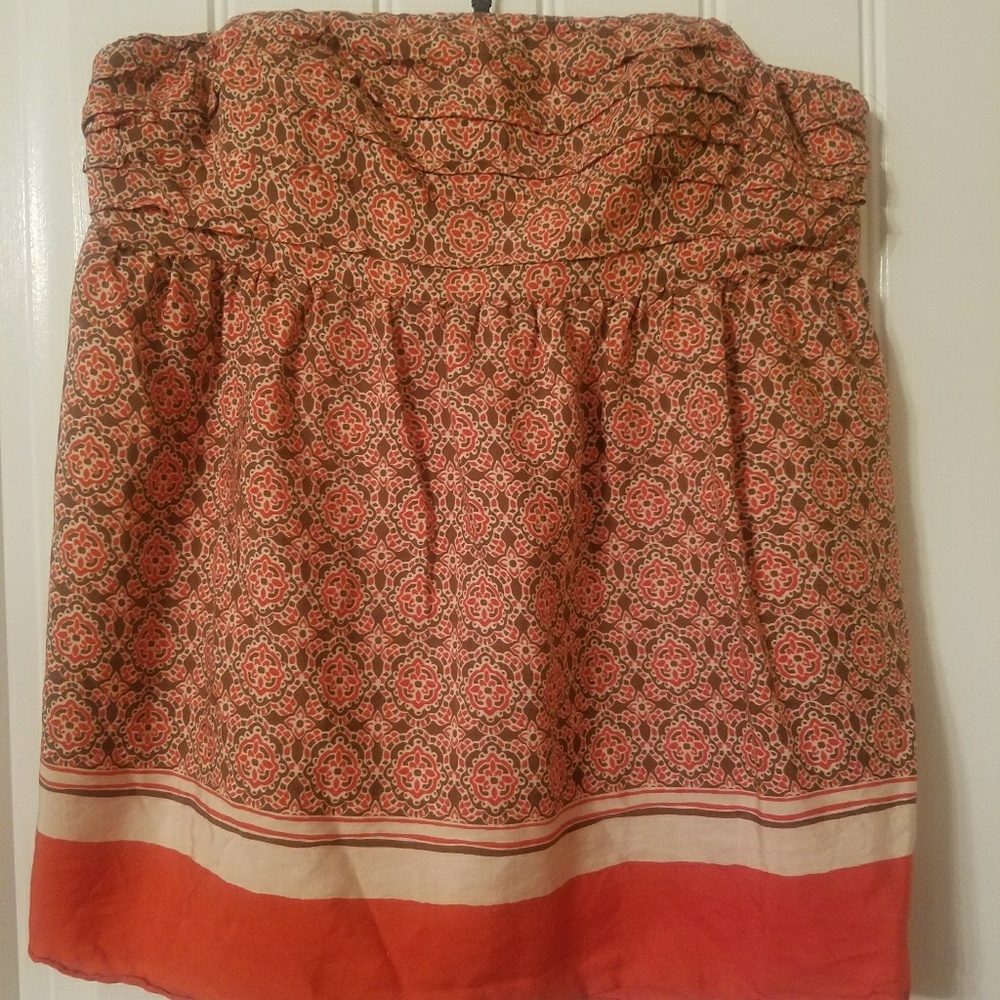 Banana Republic - strapless orange patterned shirt