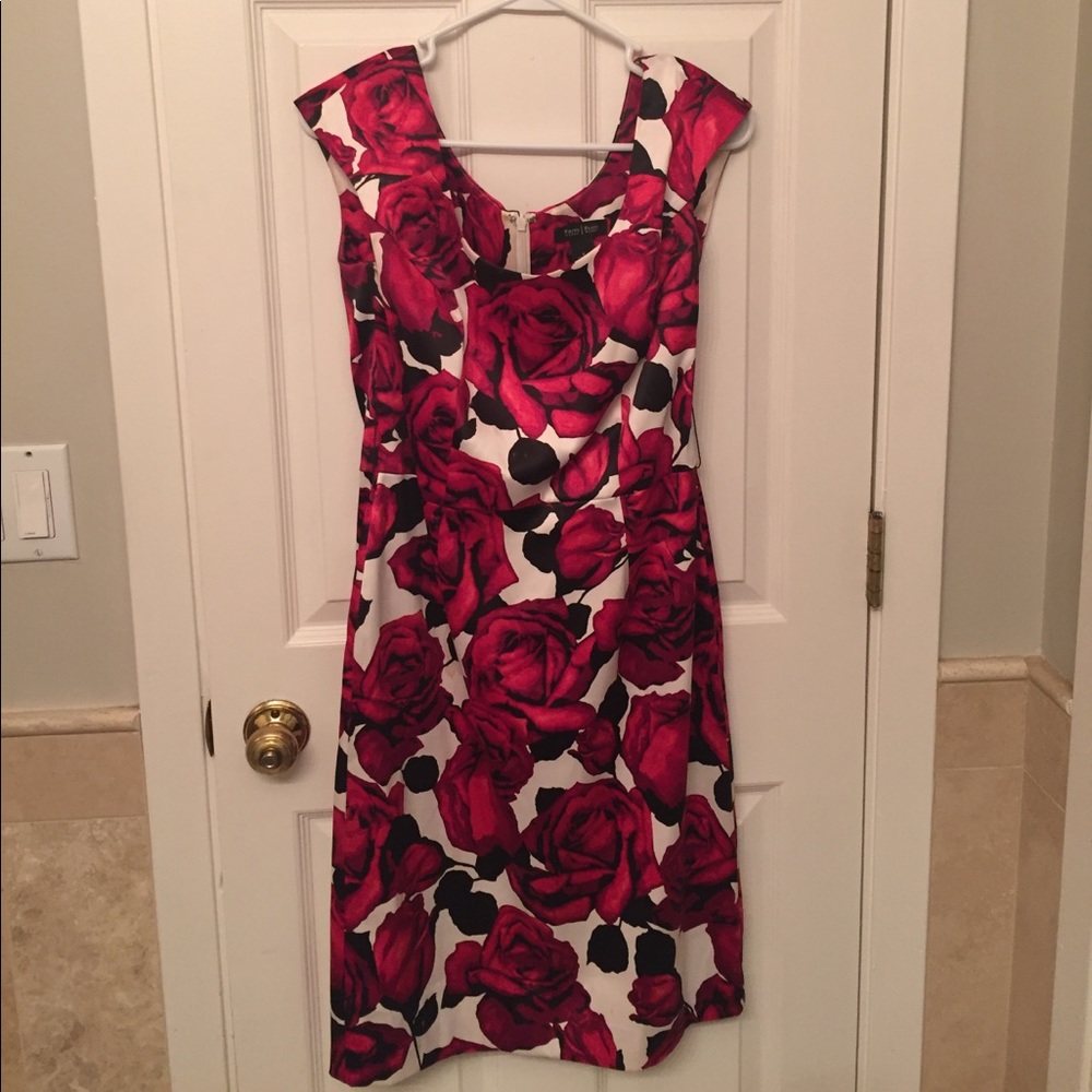 White House black market satin rose dress.