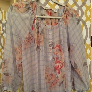 LC plaid Floral blouse