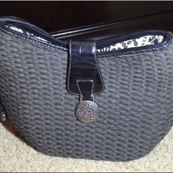Brighton Purse Dark Brown Straw Large Medallion - Picture 1 of 8