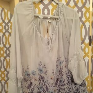 LC light blue floral blouse