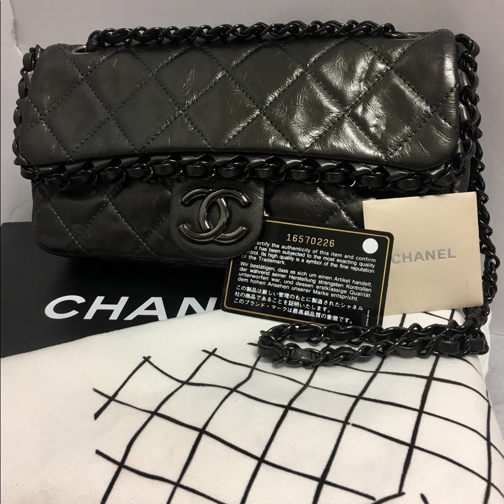♦️sold♦️CHANEL SAC RABAT CHAIN ME FLAP DARK GREY
