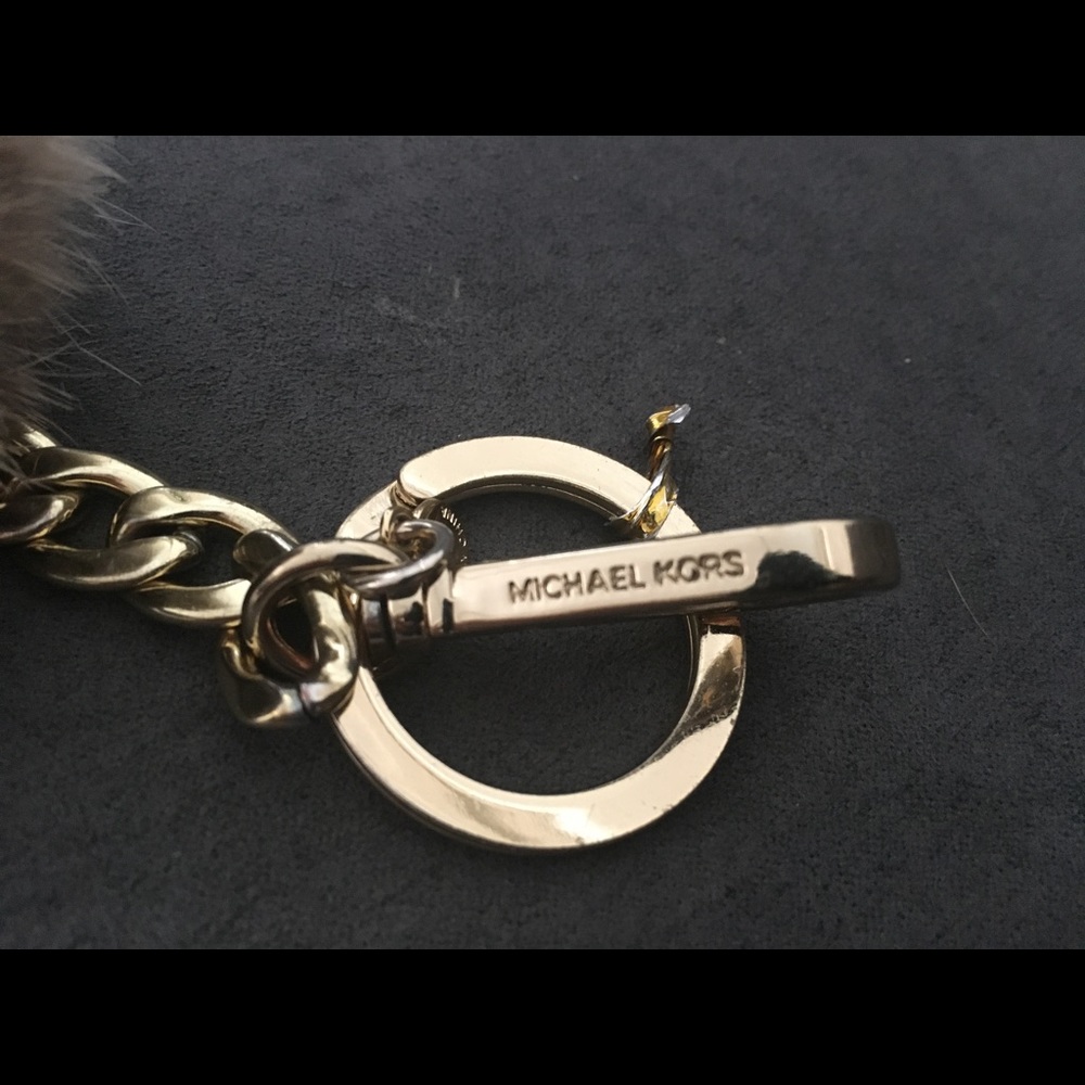 MK Light Brown Pom Pom Key Chain