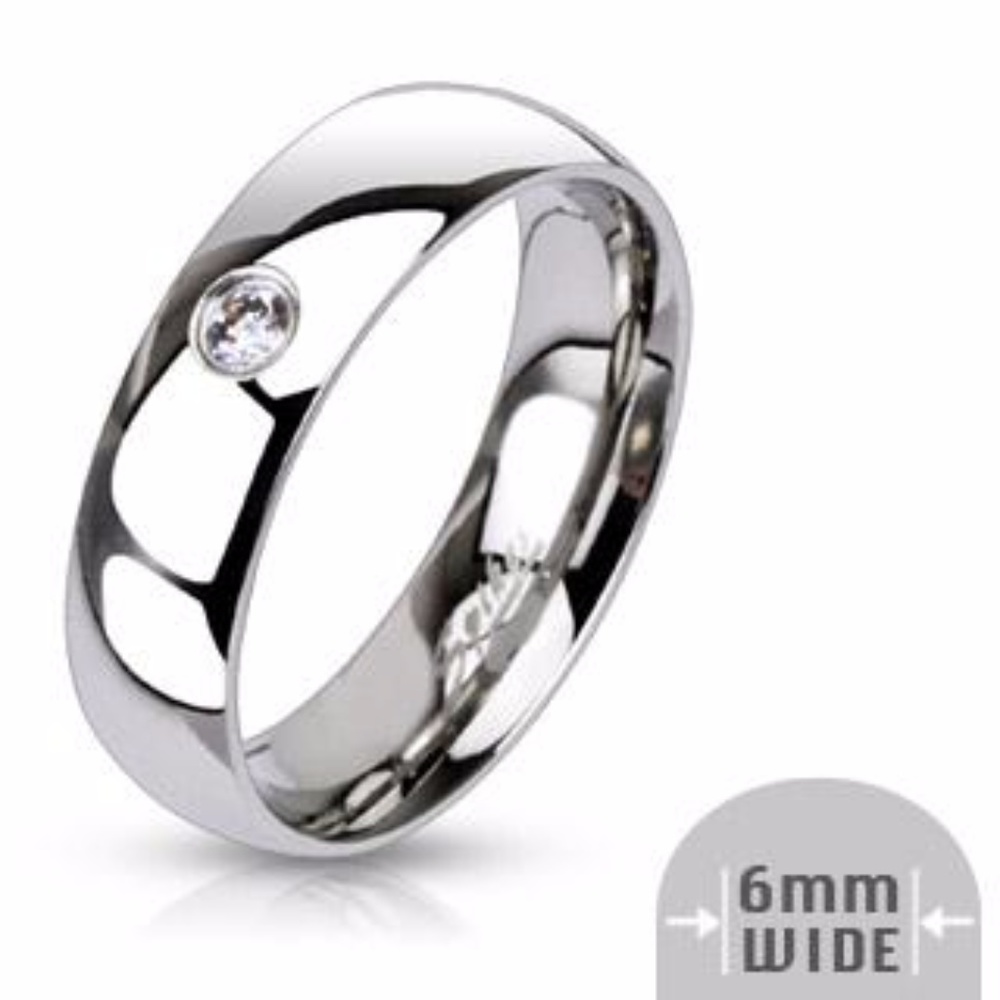 New 6mm CZ Unisex Wedding Band Ring Size 8 - 13