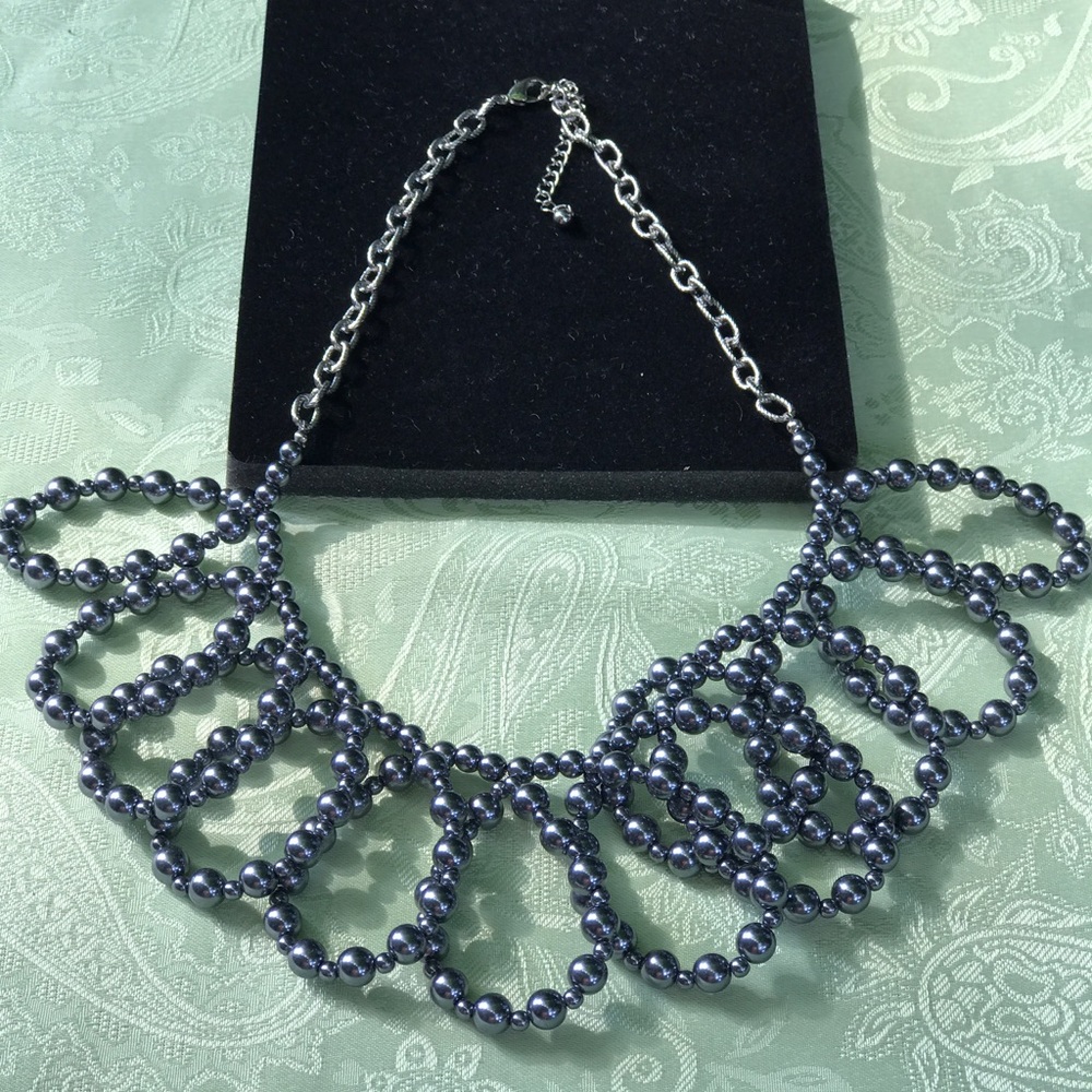 Gray pearl statement necklace