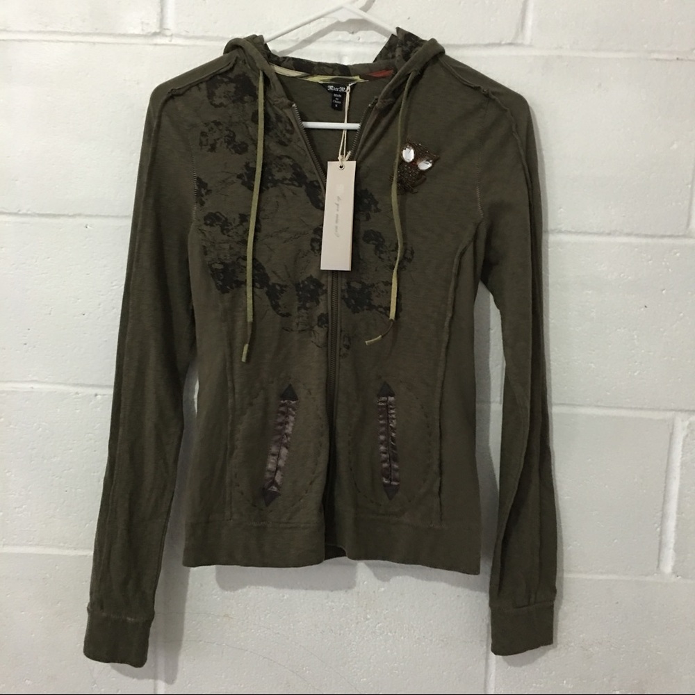 NWT Miss Me Owl Zipper Up Jacket Size Small