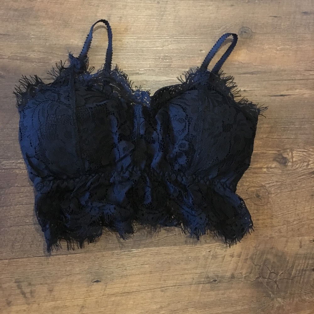 Padded lace bralette, black, NEW, OS