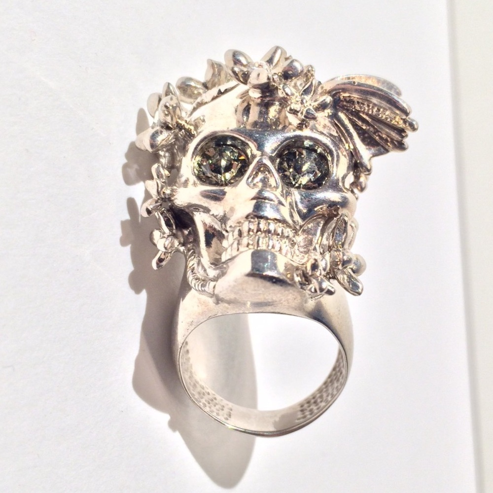 Alexander McQueen Skull Ring Flowers/Butterfly