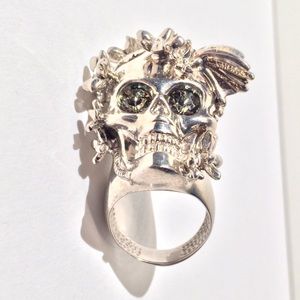 Alexander McQueen Skull Ring Flowers/Butterfly