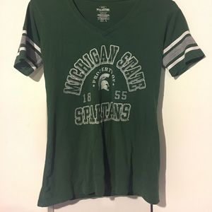 MSU V-neck, varsity sleeves