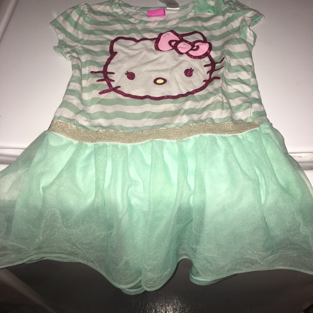 HELLO KITTY dress! Mint green & white stripes!